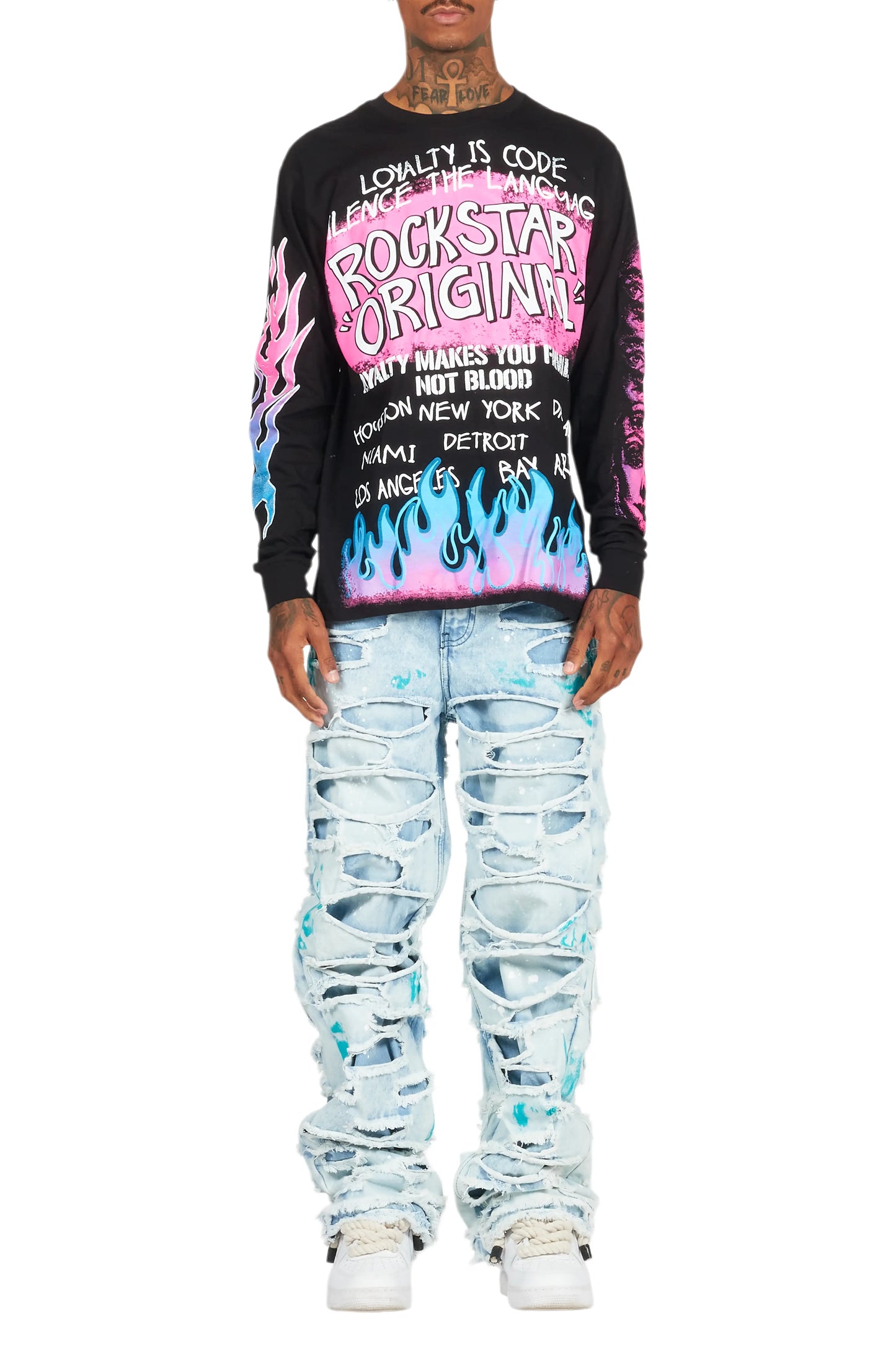 Beno Black/Pink Long Sleeve Graphic T-Shirt