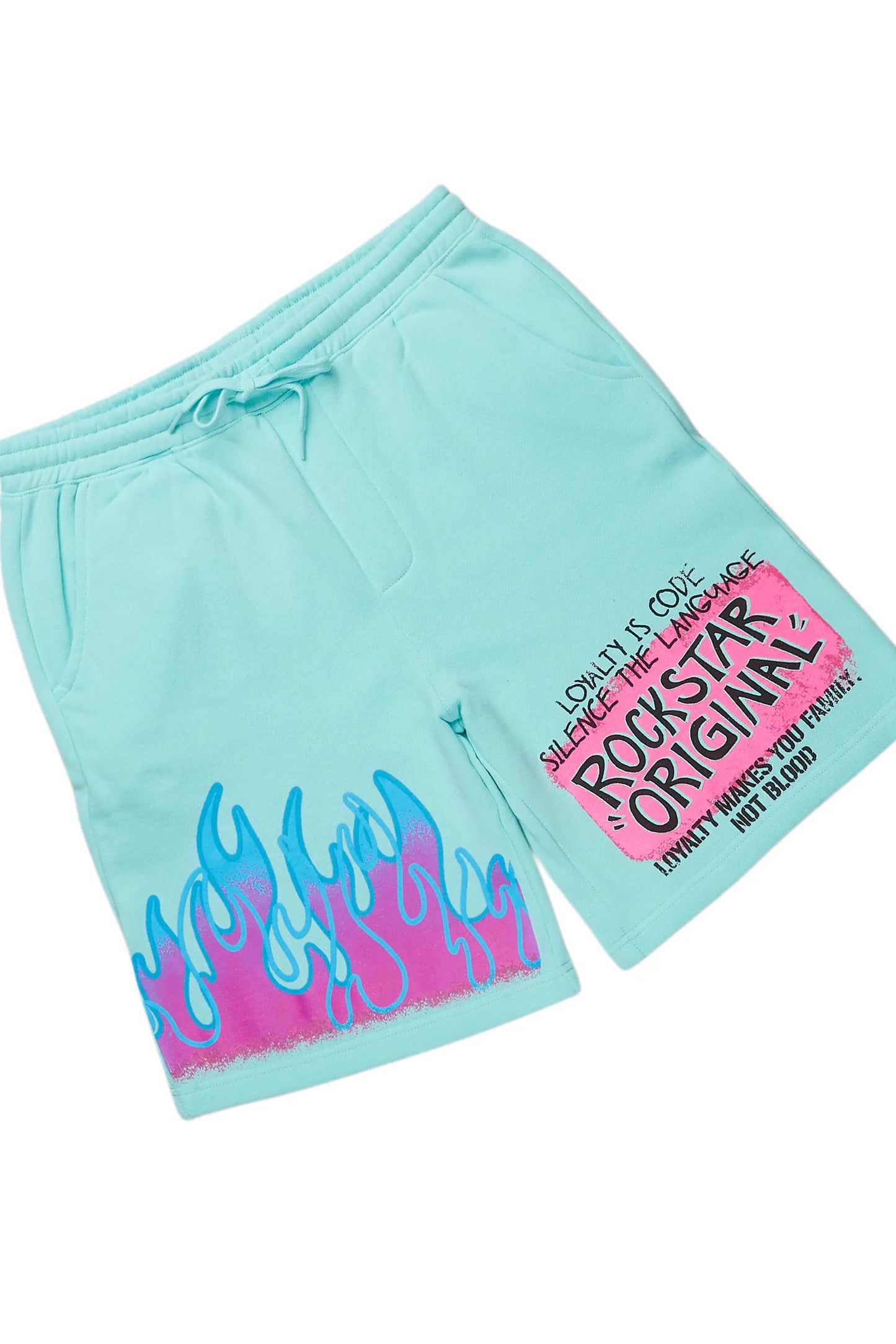 Beno White/Mint Graphic T-Shirt Short Set