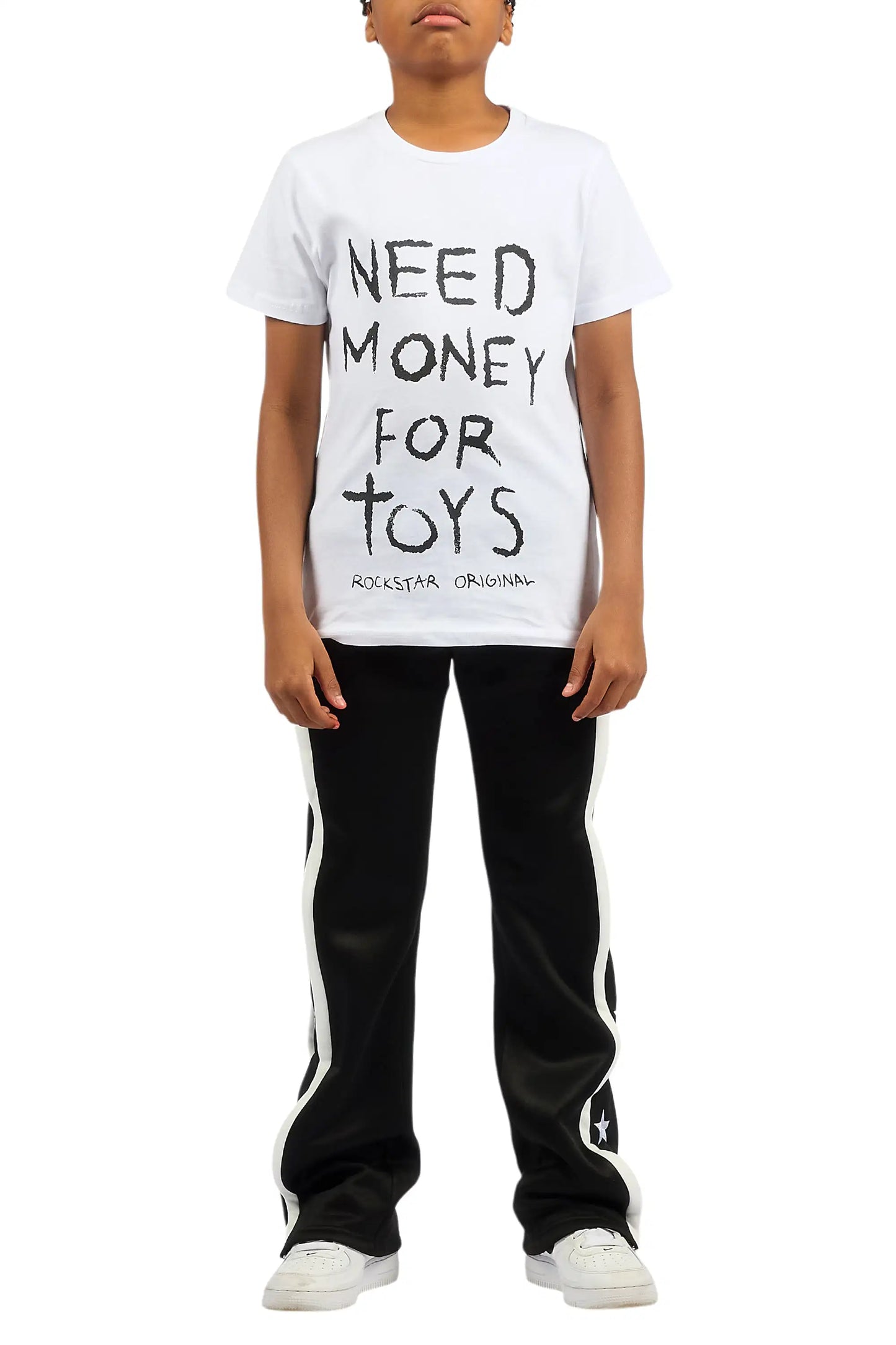 Boys Arkady Black Stacked Flare Track Pant
