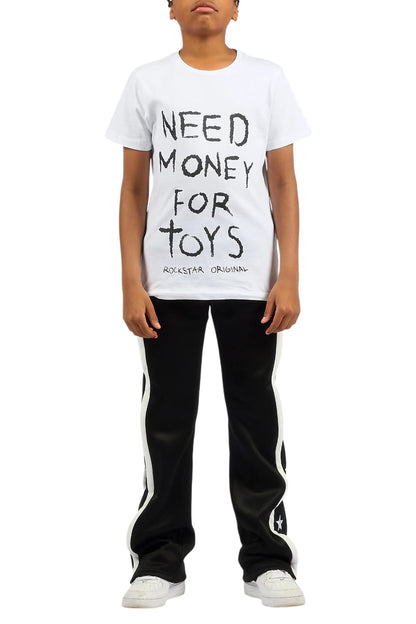 Boys Arkady Black Stacked Flare Track Pant