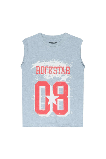 Boys Allstar Grey/Red Cut Off Graphic T-Shirt