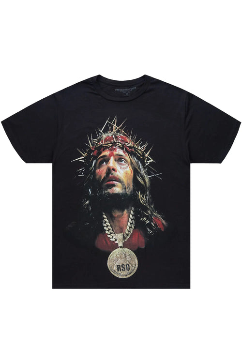 Amina 2.0 Black Oversized Graphic T-Shirt
