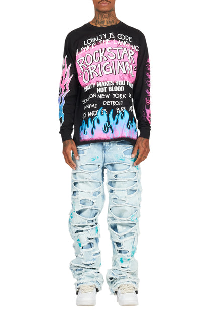 Beno Black/Pink Long Sleeve Graphic T-Shirt