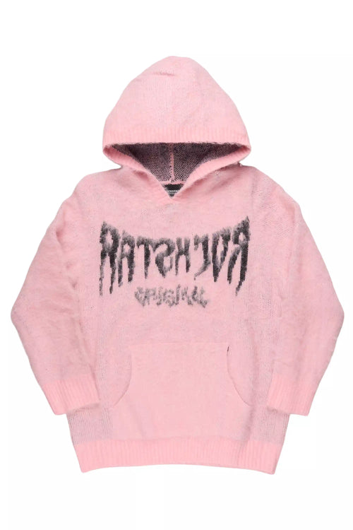 Andreas Pink/Black Reflected Graphic Knitted Hoodie