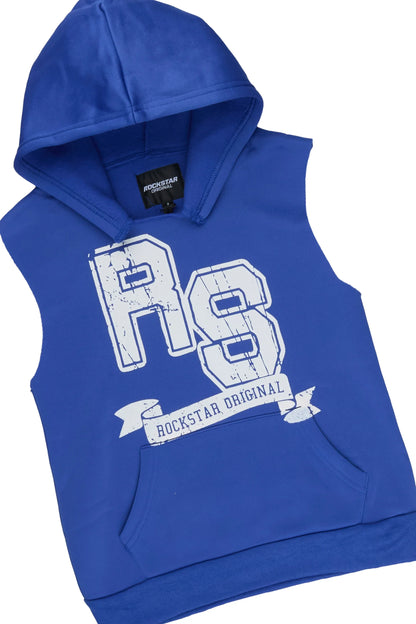 Boys Alik Royal Blue Cut Off Hoodie Short Set