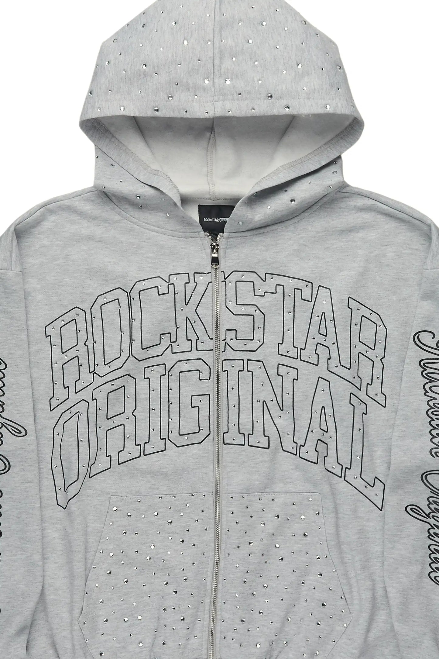 Alvina Grey Rhinestone Zip Up Hoodie