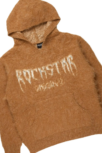 Boys Andros Brown/Tan Mohair Hoodie/Stacked Flare Jean Set