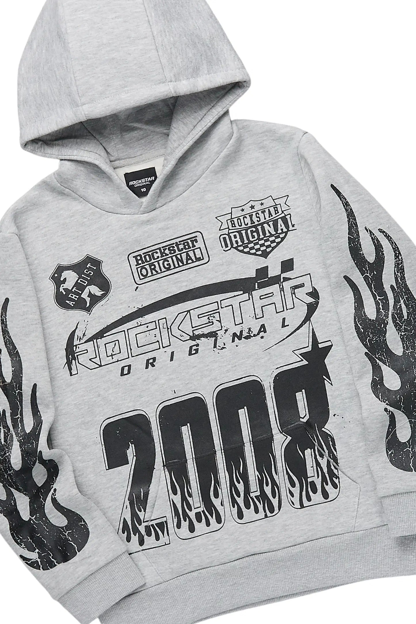 Boys Amos Heather Grey Hoodie/Stacked Jean Set