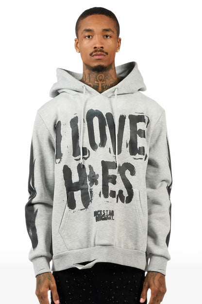 Banyan Heather Grey Graphic Relaxed Hoodie
