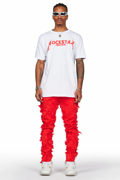 Balta Red Diagonal Patch Skinny Fit Jean