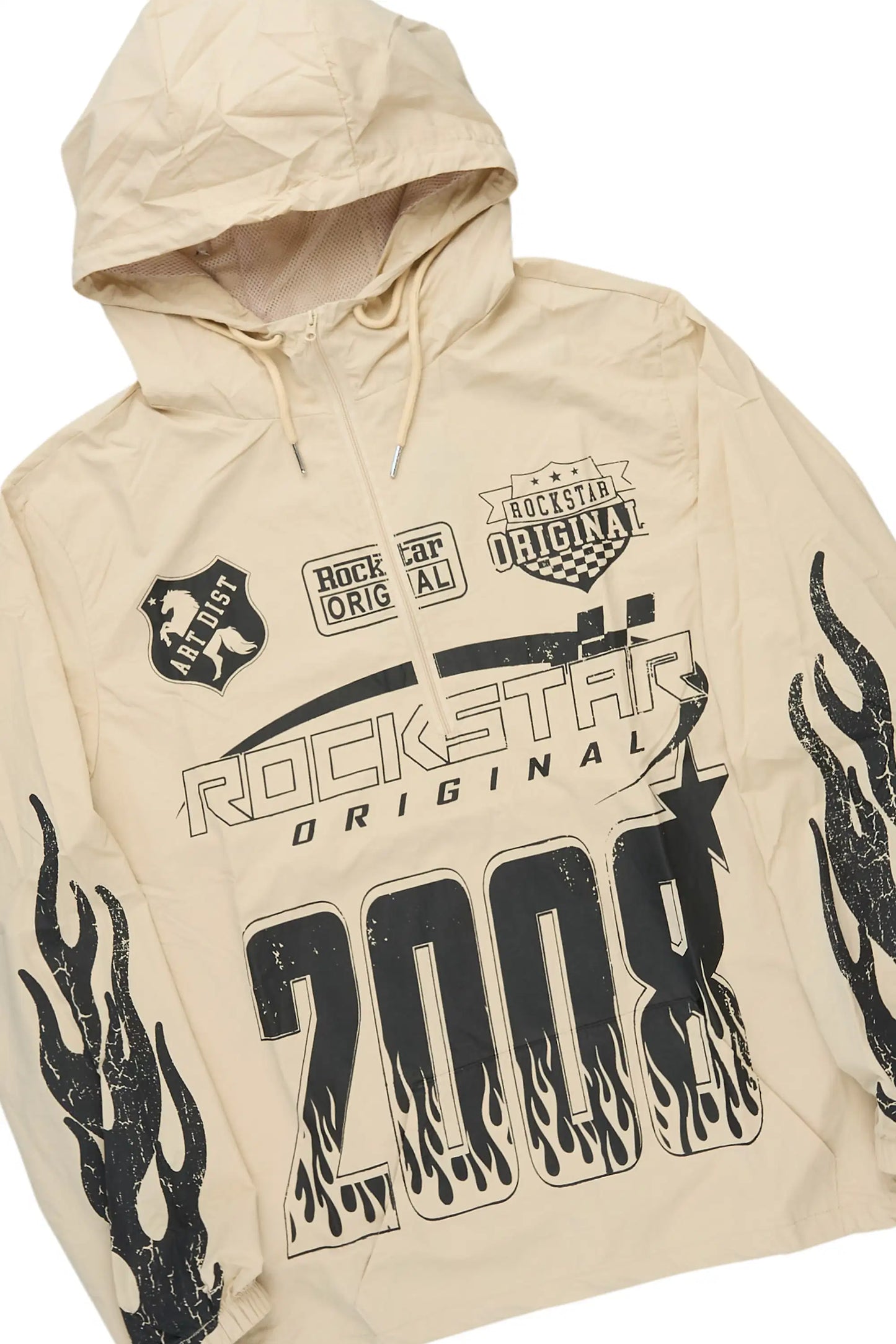 Amos Beige/Camo Windbreaker/Stacked Flare Jean Set