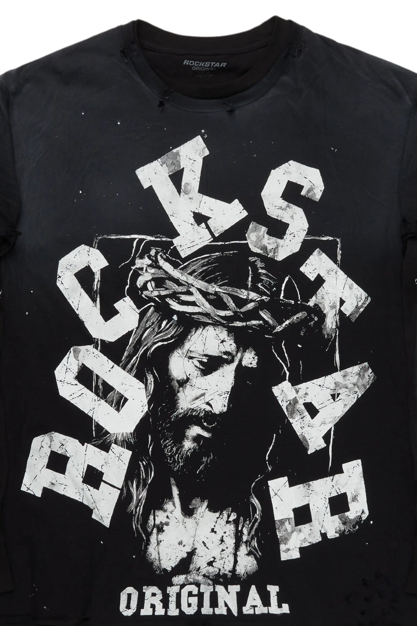 Alfred Black Double Layer Long Sleeve Graphic T-Shirt