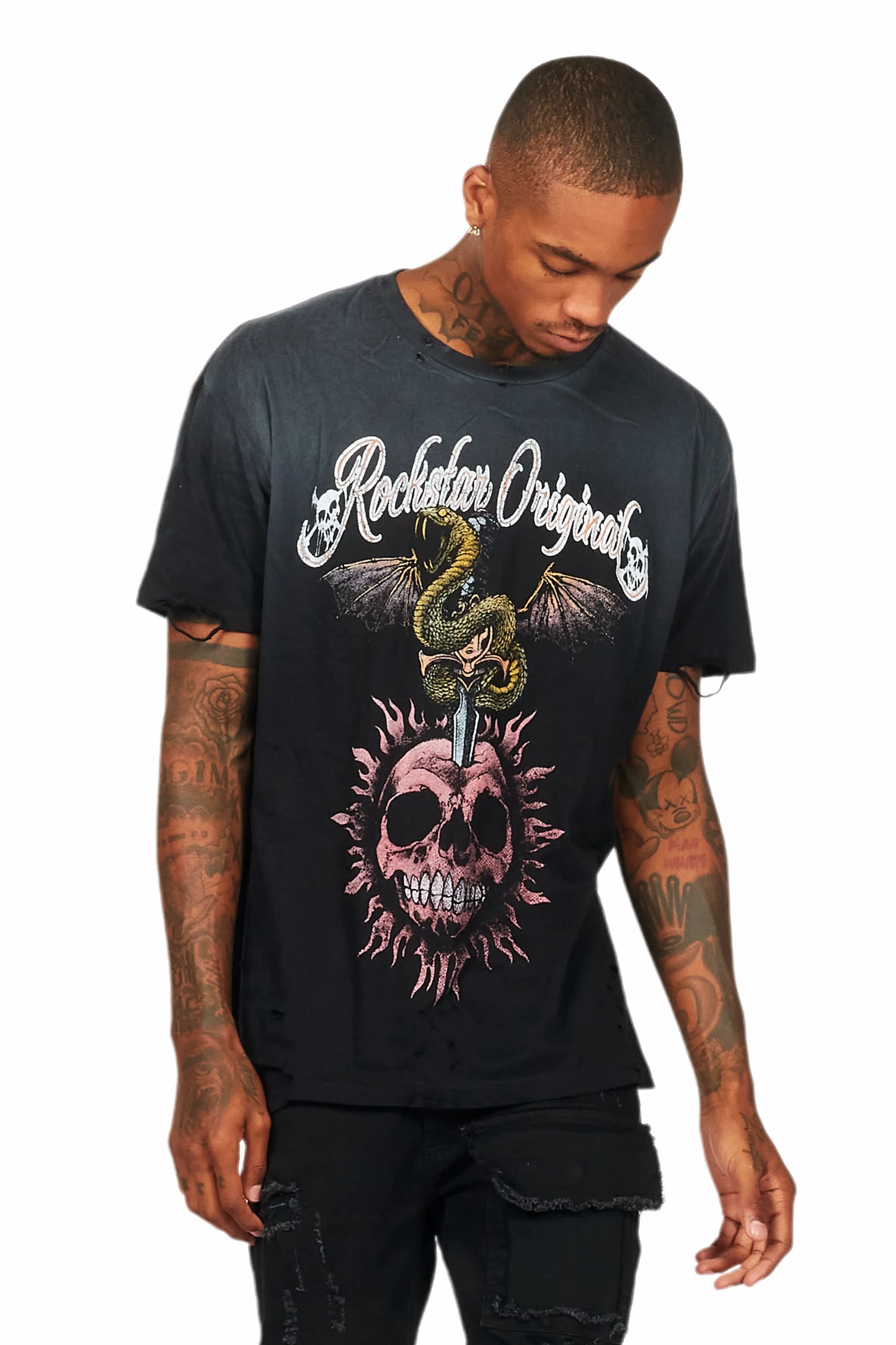 Banjo Black Graphic Oversized T-Shirt