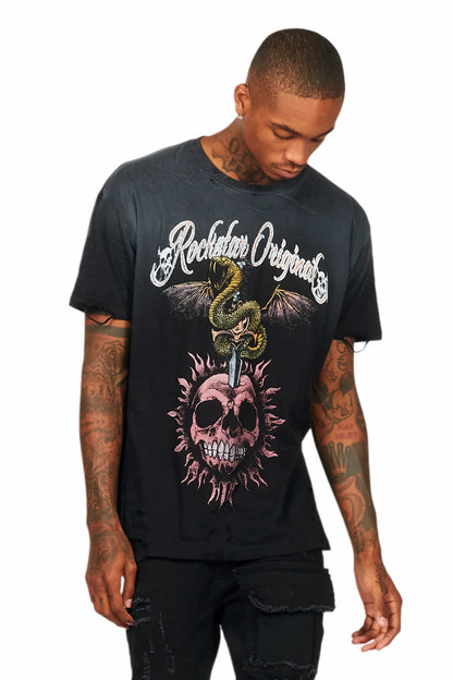 Banjo Black Graphic Oversized T-Shirt