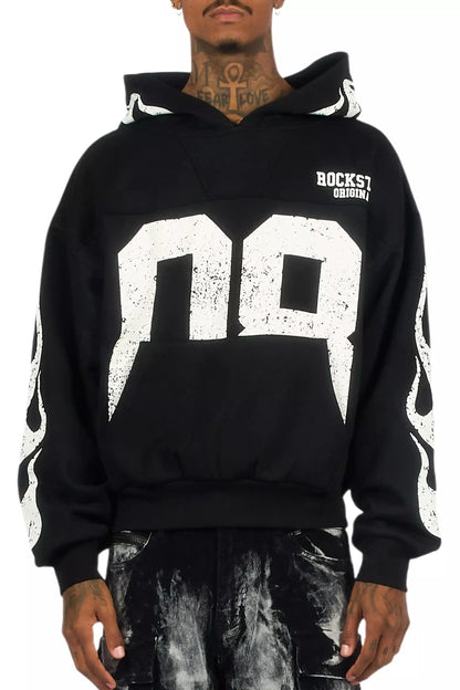 Aubin Black Boxy Crop Hoodie