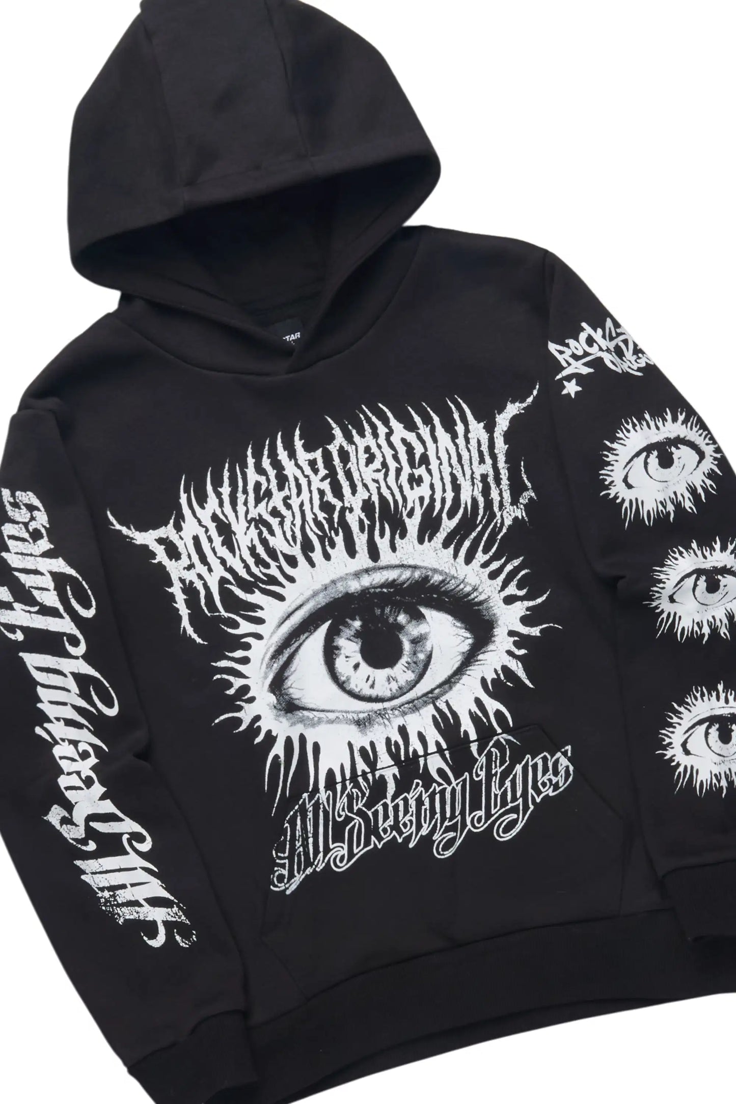 Boys All Eyes Black Hoodie & Dalai Multi Stacked Jean Set