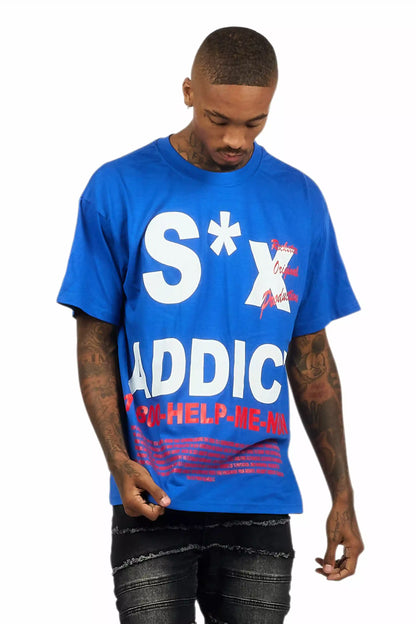 Addict Royal Blue Graphic T-Shirt