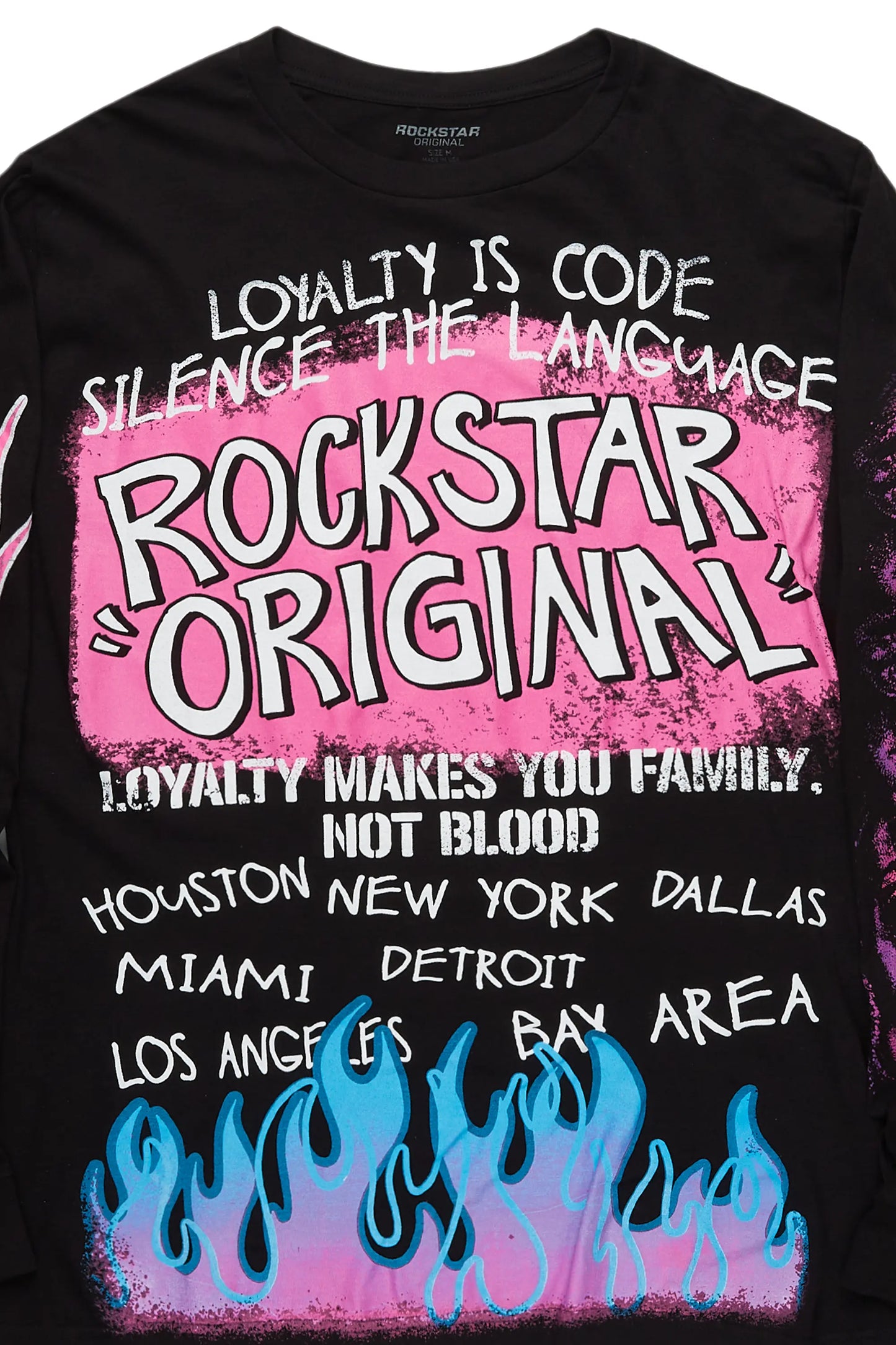 Beno Black/Pink Long Sleeve Graphic T-Shirt