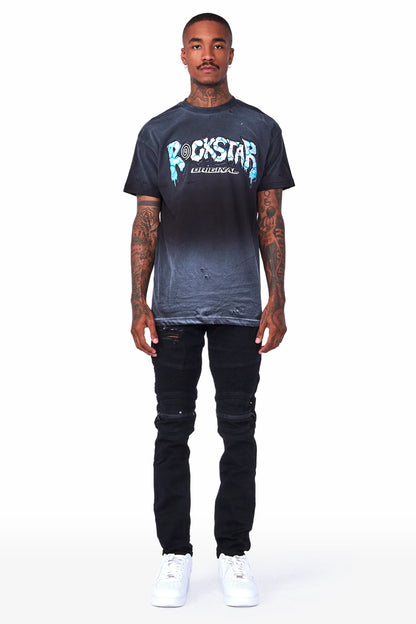 Bk Signature Biker / Zipper Knee Jean- Black