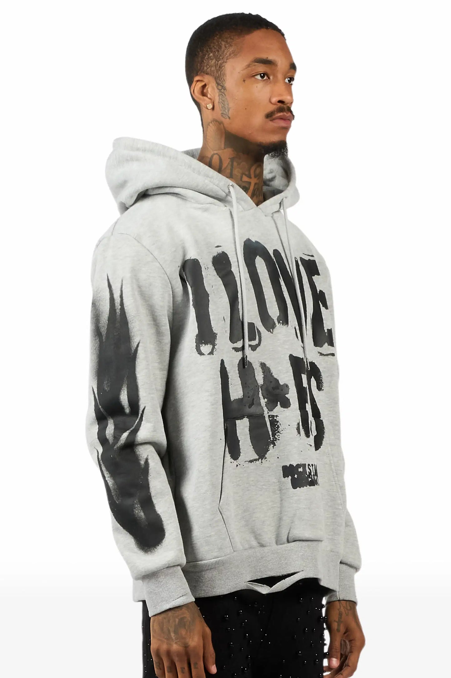 Banyan Heather Grey Graphic Relaxed Hoodie
