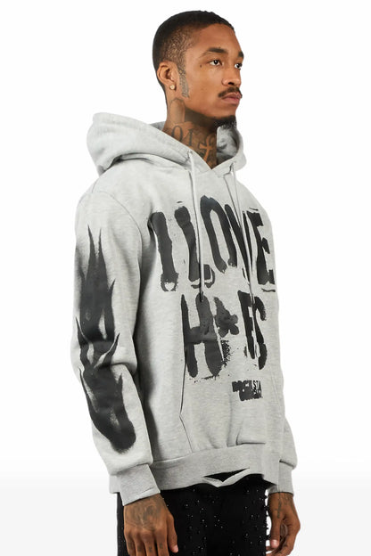 Banyan Heather Grey Graphic Relaxed Hoodie
