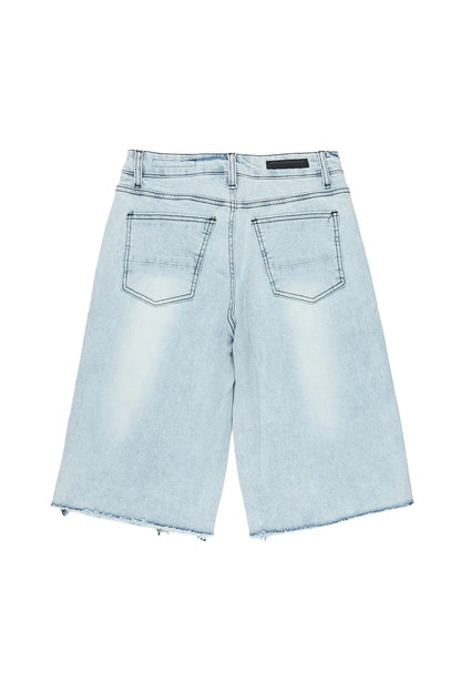 Boys Allex Light Wash Rhinestone Baggy Jort