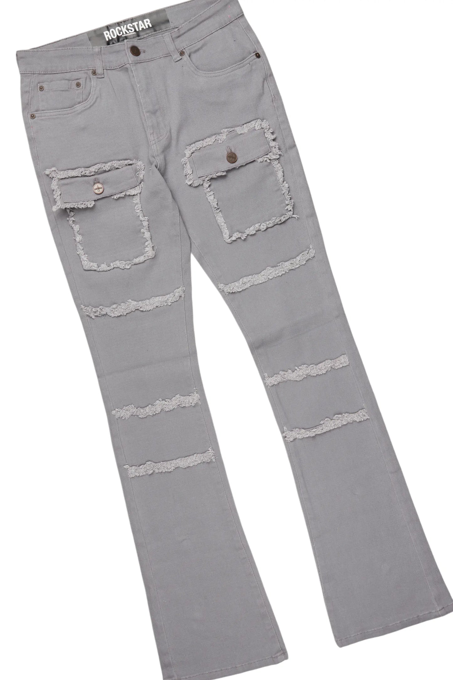 All Seeing Eyes Grey Long Sleeve T-Shirt/Stacked Flare Cargo Jean Bundle