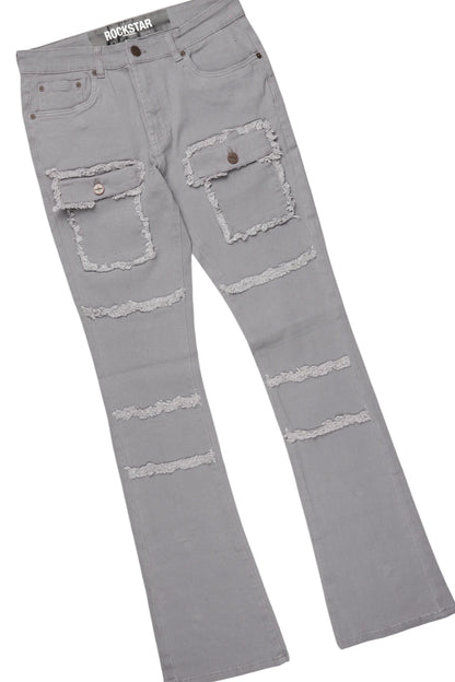 All Seeing Eyes Grey Long Sleeve T-Shirt/Stacked Flare Cargo Jean Bundle