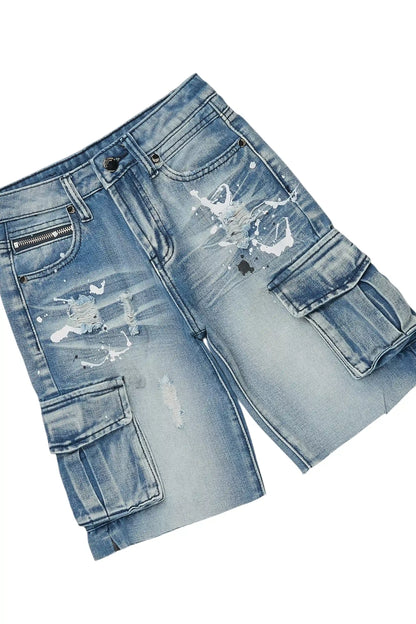 Boys Amos Royal/White T-Shirt/Denim Short Set