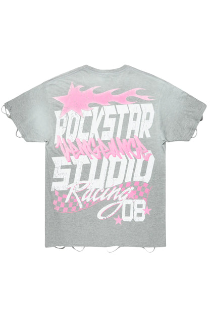 Anneso Grey Oversize Graphic T-Shirt