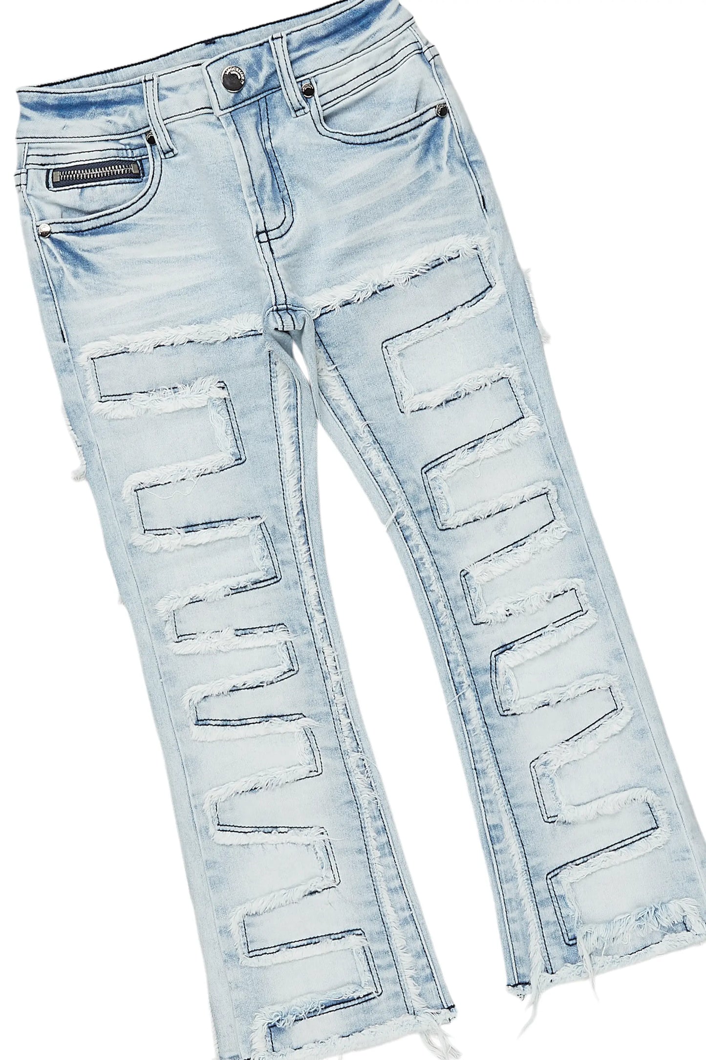 Boys Aiden Royal Blue Hoodie/Stacked Flare Jean Set