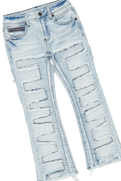 Boys Aiden Royal Blue Hoodie/Stacked Flare Jean Set