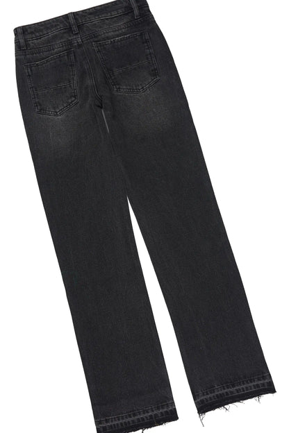 Boys Amos White/Dark Grey Cut Off Stacked Jean Set