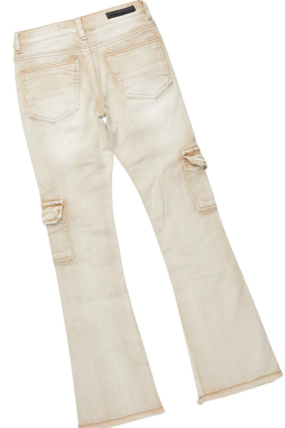 Boys Andros Brown/Tan Mohair Hoodie/Stacked Flare Jean Set