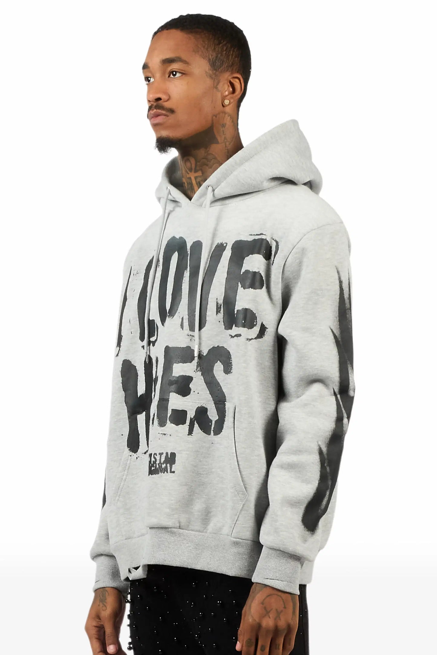 Banyan Heather Grey Graphic Relaxed Hoodie