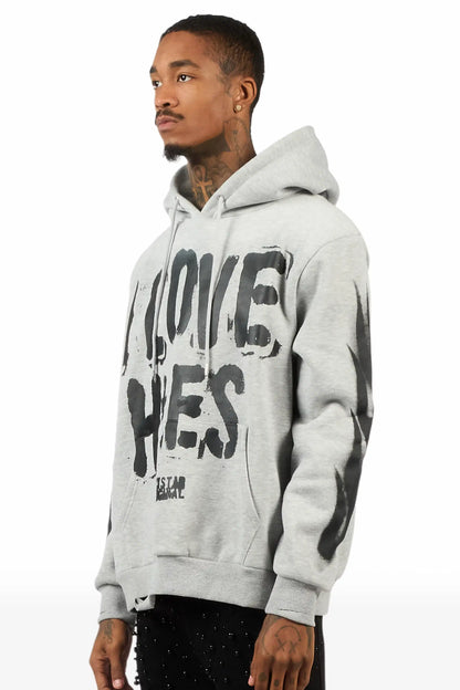 Banyan Heather Grey Graphic Relaxed Hoodie