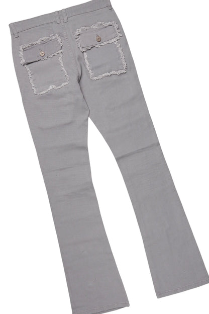 All Seeing Eyes Grey Long Sleeve T-Shirt/Stacked Flare Cargo Jean Bundle
