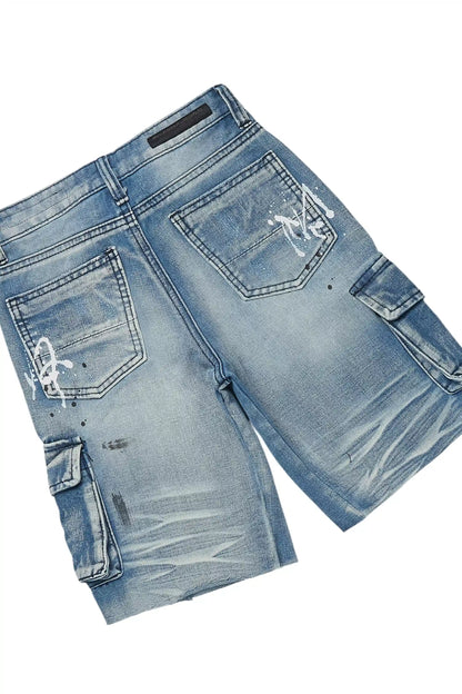 Boys Amos Royal/White T-Shirt/Denim Short Set