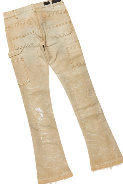 Awready Beige Oversized T-Shirt & Zoticus Stacked Flare Jean Bundle
