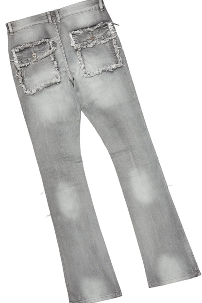 Anesso Grey Oversize T-Shirt/Stacked Flare Cargo Jean Bundle