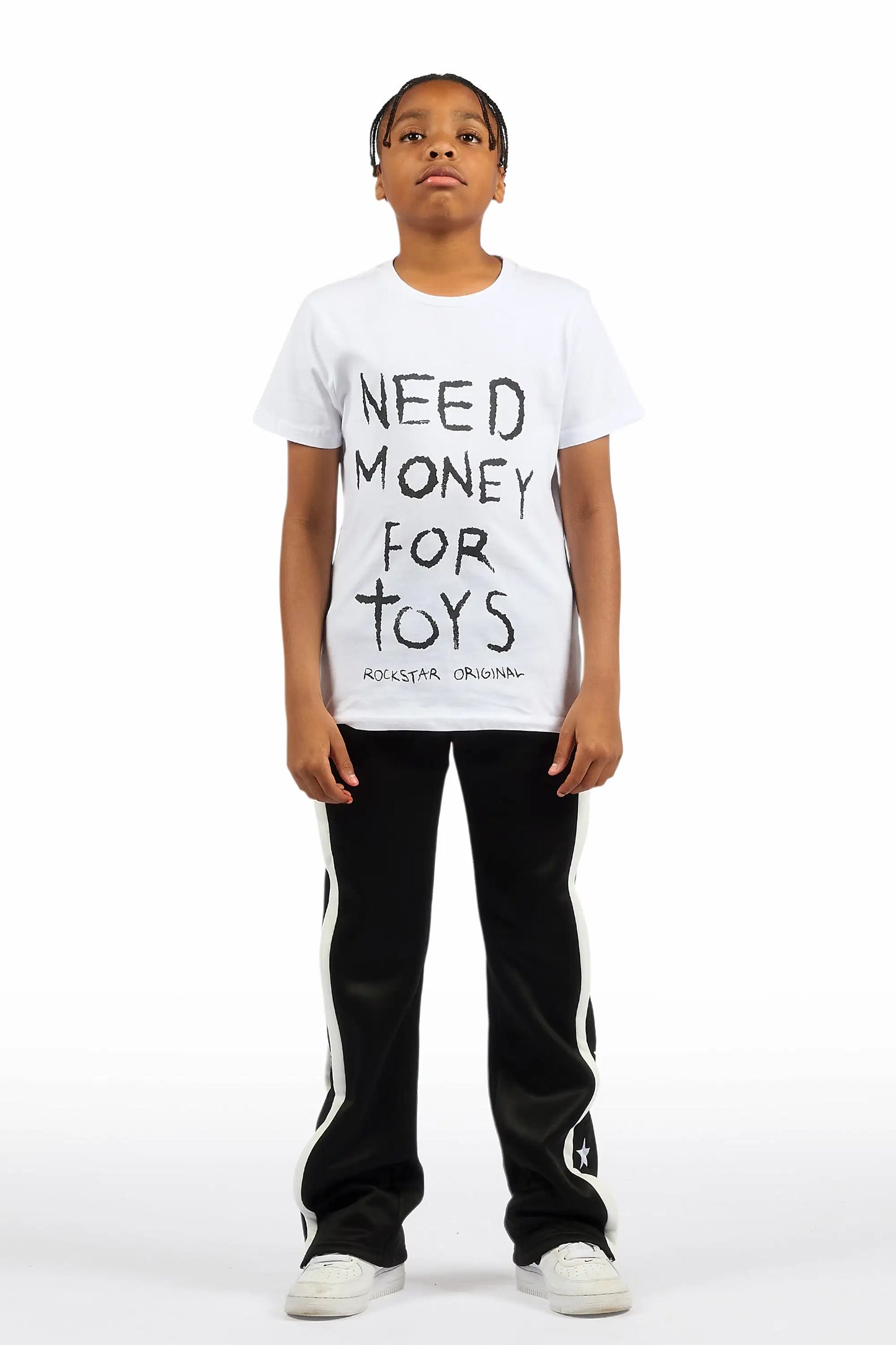 Boys Arkady Black Stacked Flare Track Pant