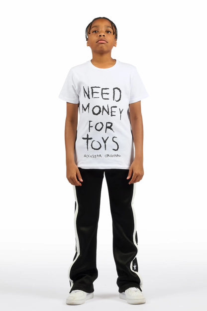 Boys Arkady Black Stacked Flare Track Pant