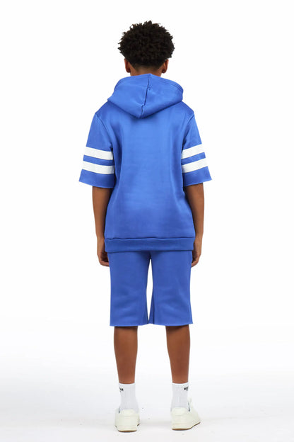Boys Alik Royal Blue Hooded Fleece Short Set