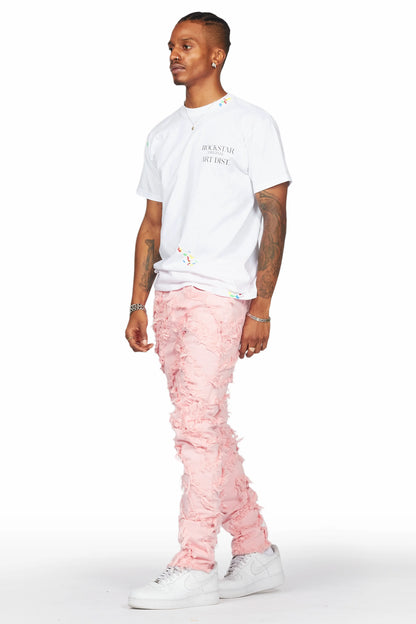 Balta Pink Diagonal Patch Skinny Fit Jean