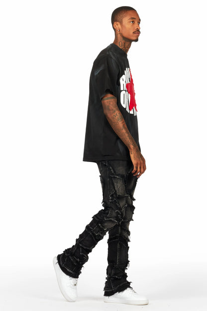 Arturo Dark Grey Stacked Flare Jean