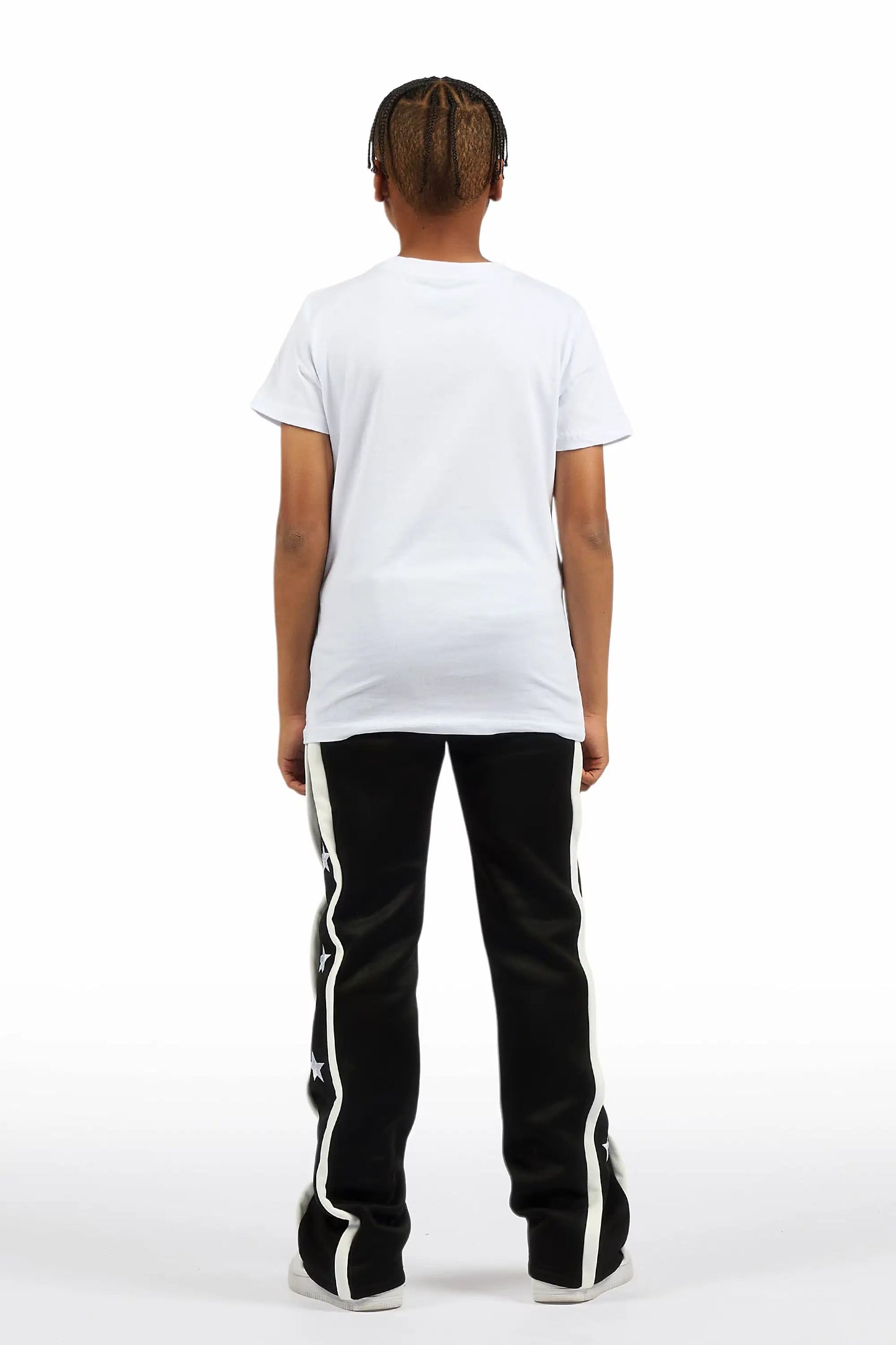 Boys Arkady Black Stacked Flare Track Pant