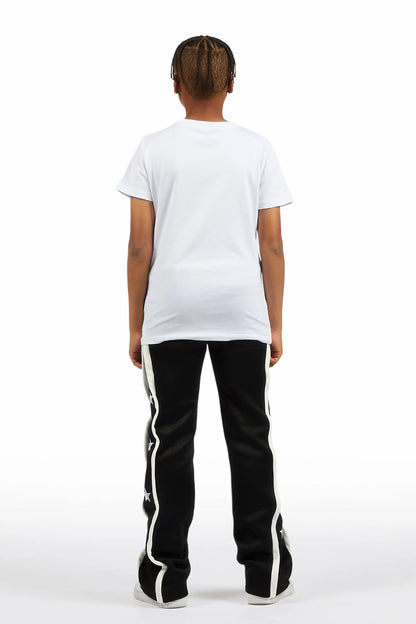 Boys Arkady Black Stacked Flare Track Pant