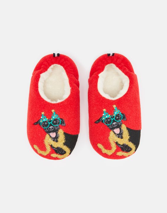 Christmas Dog Appliqueâ Felt Mule Slippers - Select Size