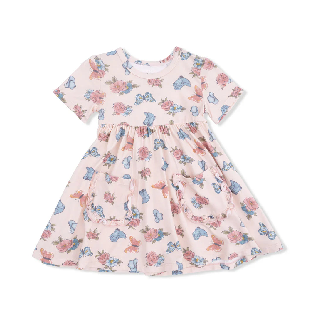 Country Girl Boots Twirly Dress w/Ruffle Pockets