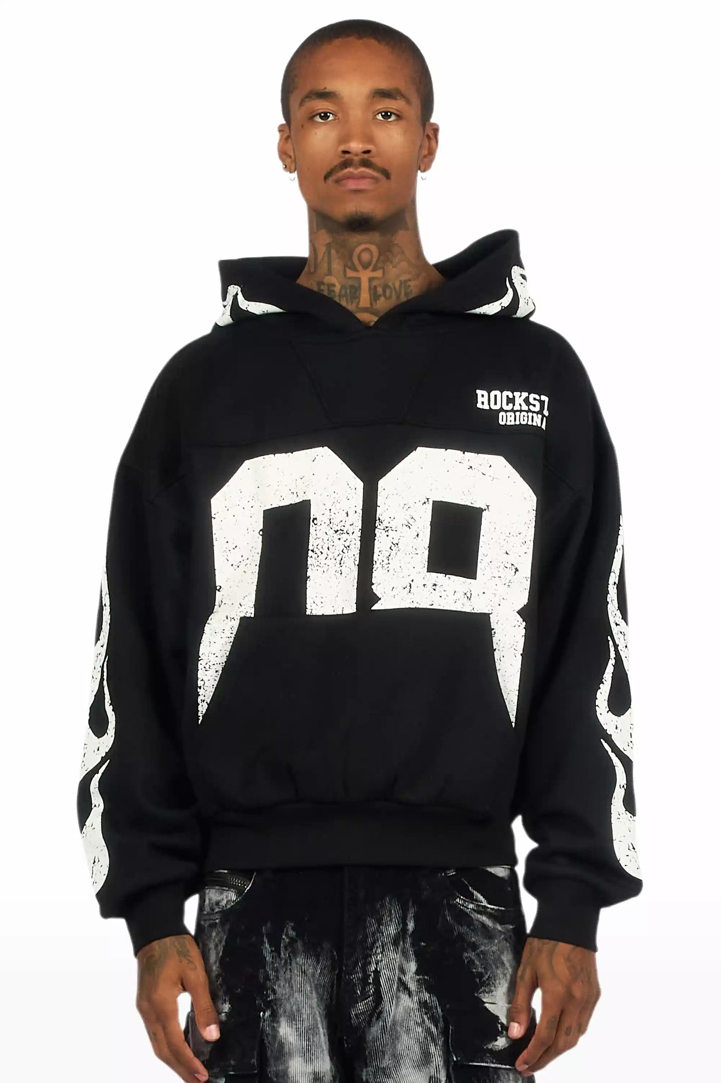 Aubin Black Boxy Crop Hoodie